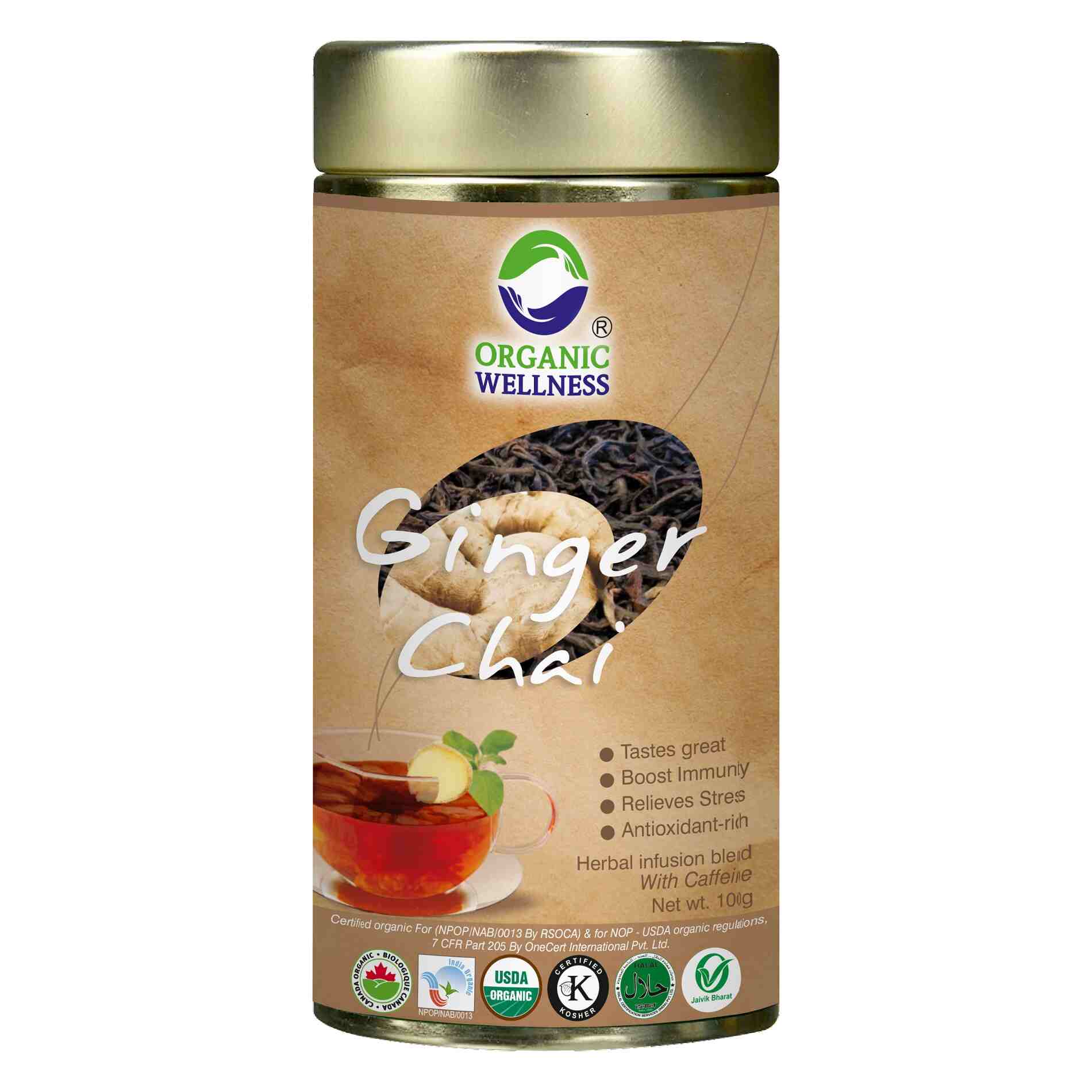 Organic Wellness Ginger Chai Tin Pack Organic Wellness