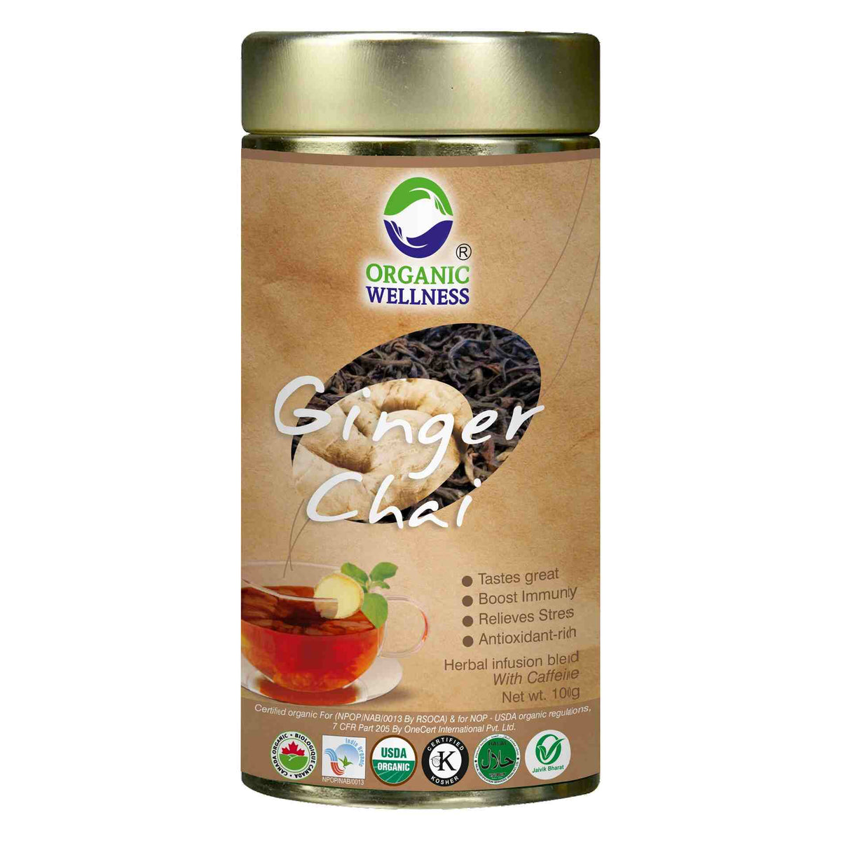 Organic Wellness Ginger Chai Tin Pack Organic Wellness