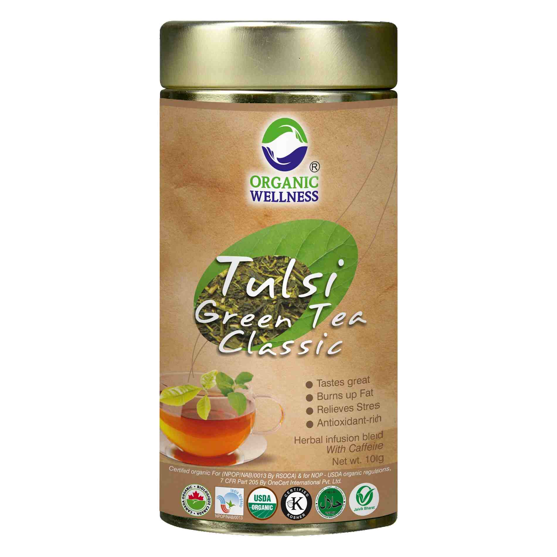 Organic Wellness Tulsi Green Tea Classic Tin Organic Wellness