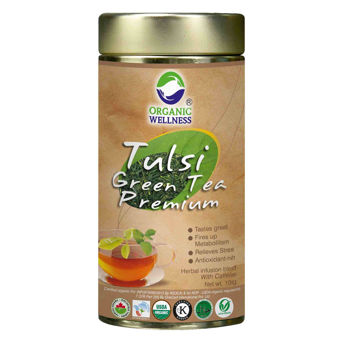 Organic Wellness Tulsi Green Tea Premium Tin Pack Organic Wellness