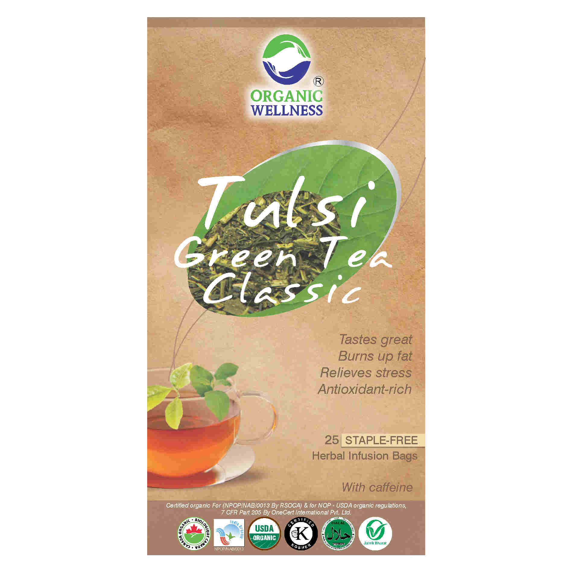 Organic Wellness Tulsi Green Tea Classic Teabags Organic Wellness