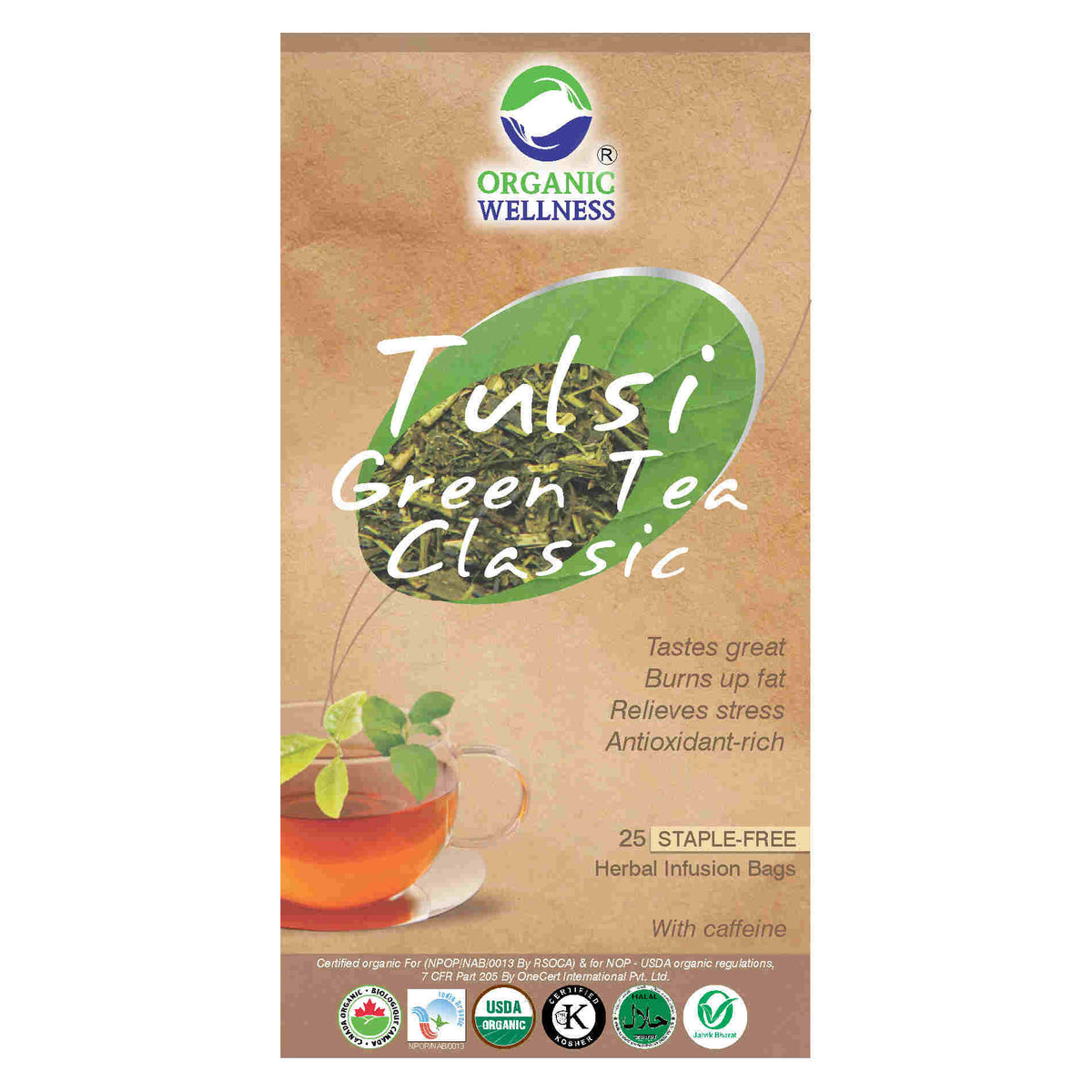 Organic Wellness Tulsi Green Tea Classic Teabags Organic Wellness