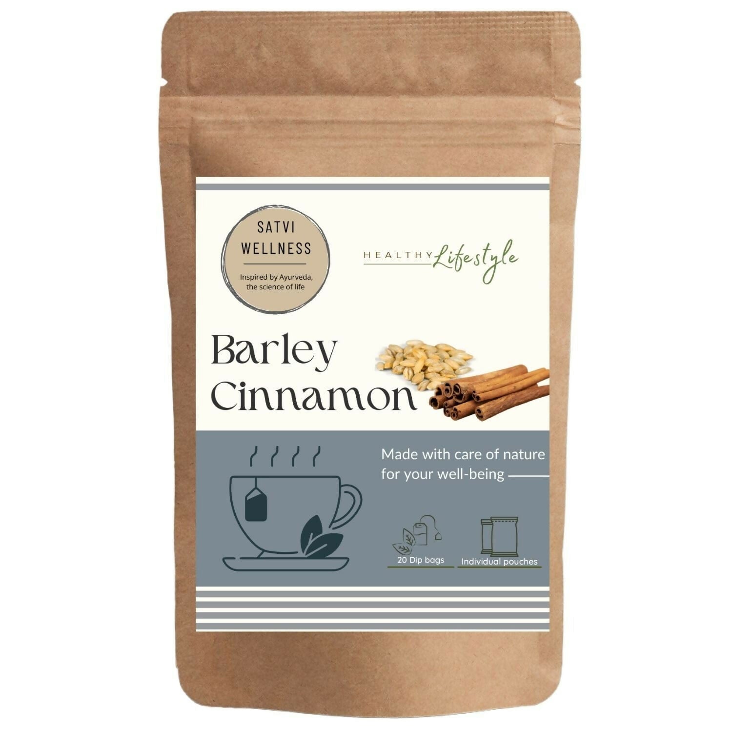 Satvi Wellness Barley Cinnamon Tea | Barley Seed With Ginger Herbal Tea Bags Satvi Wellness