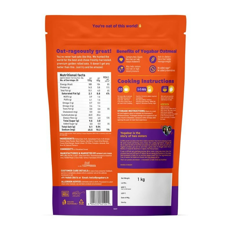 Yoga Bar Oatmeal No Added Sugar Yoga Bar