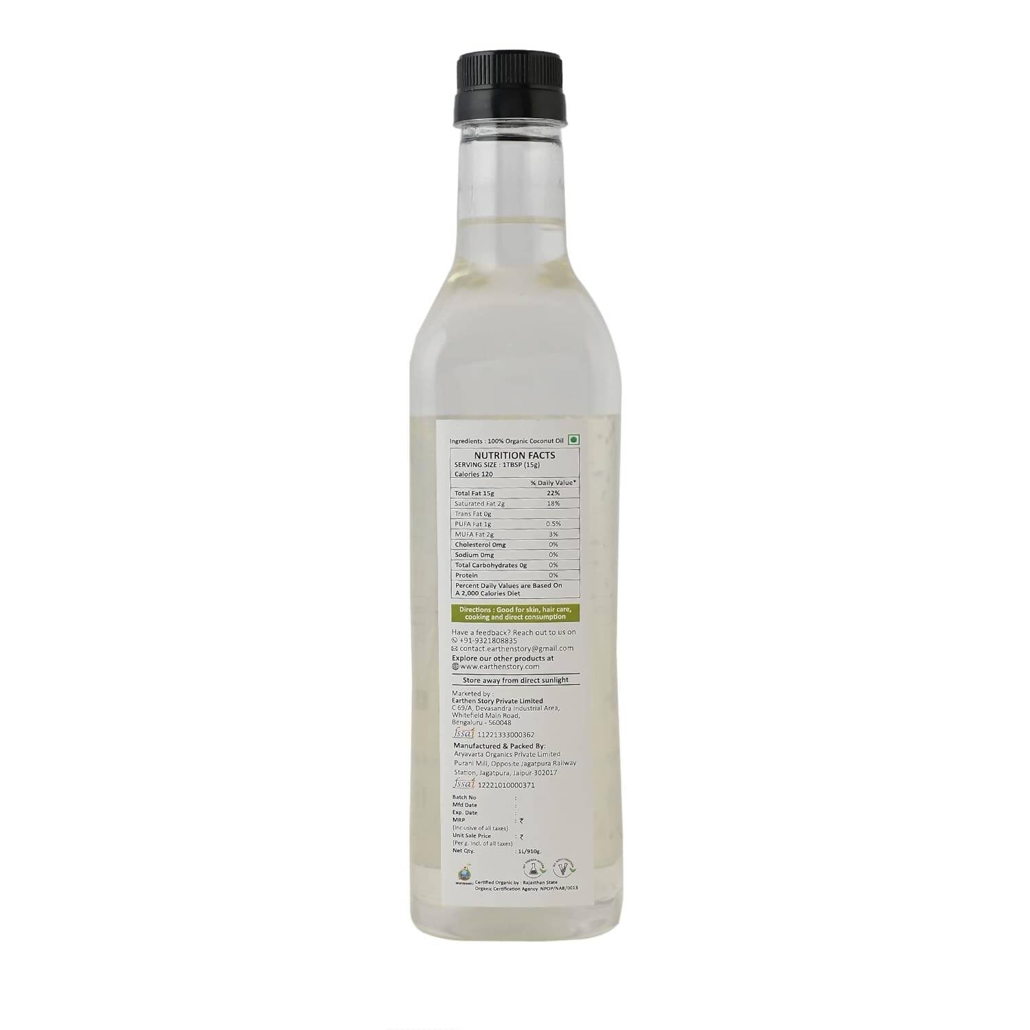 Earthen Story Certified Organic coconut oil Earthen Story