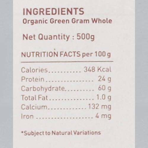 Pure & Sure Green Gram Whole Traditional Organic Pulses Pure & Sure