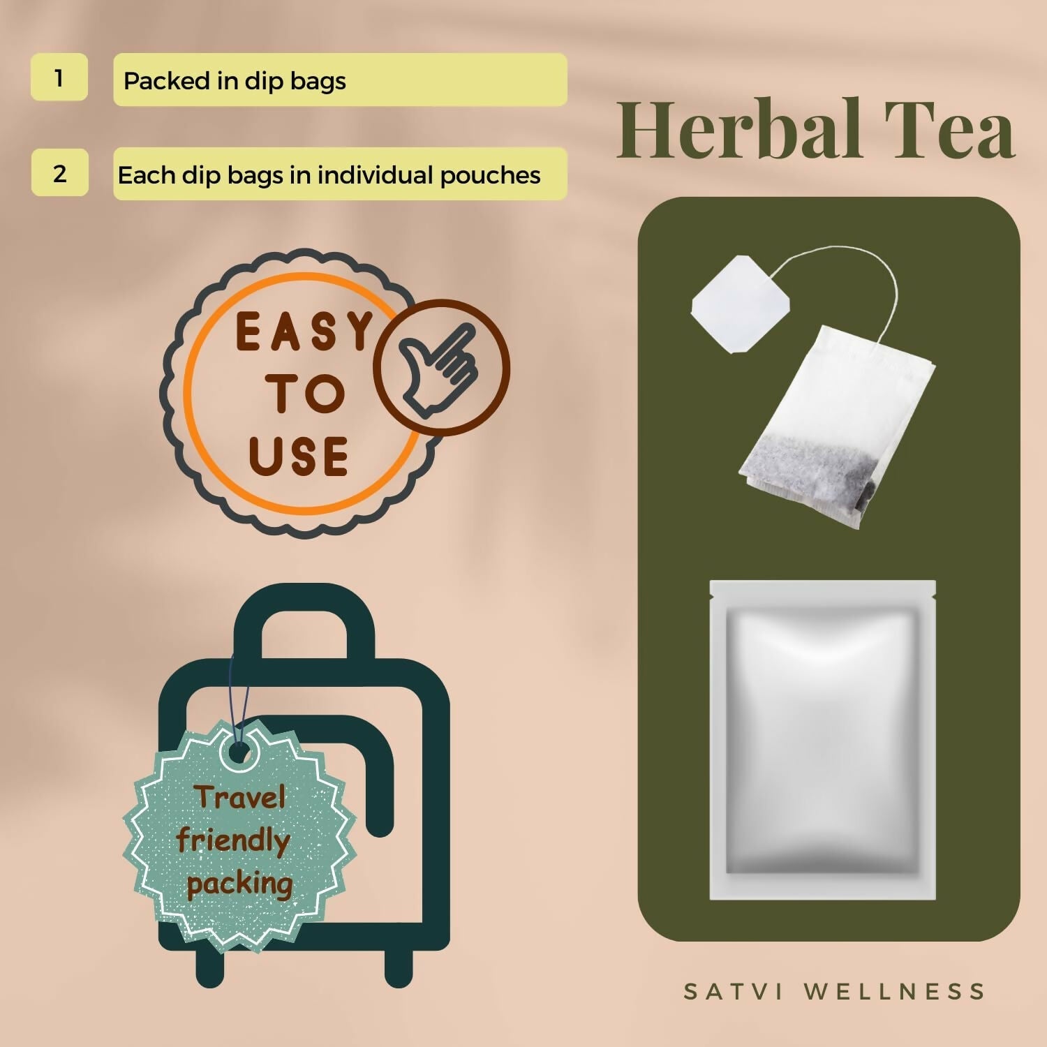 Satvi Wellness Amla Ginger Tea | Blend Of Indian Gooseberry and Ginger Tea Bags | Herbal Tea Satvi Wellness