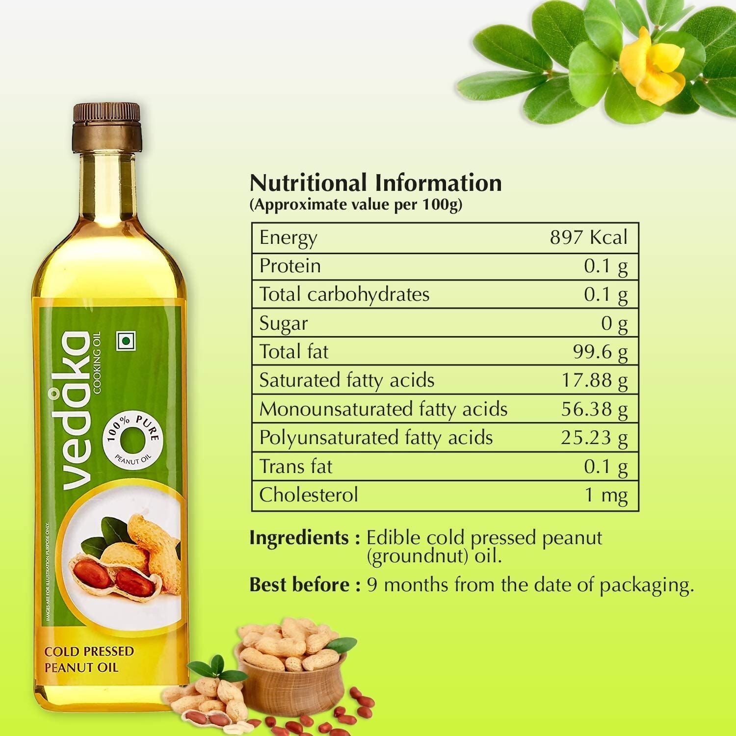 Vedaka Cold Pressed Peanut (Groundnut) Oil Vedaka
