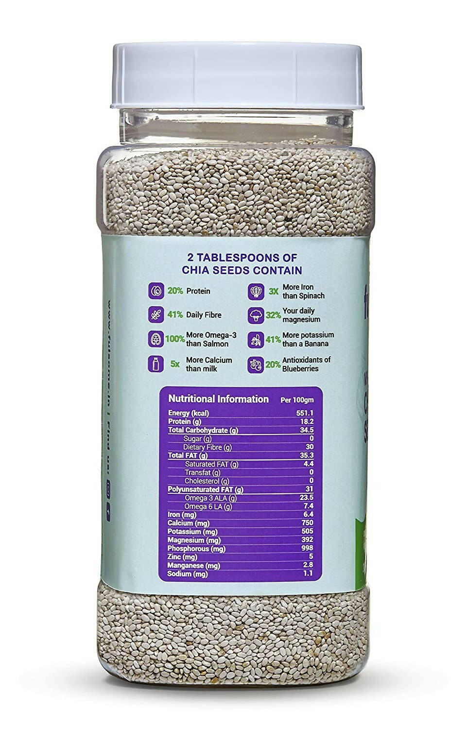 Fulsome Premium White Chia Seeds Fulsome