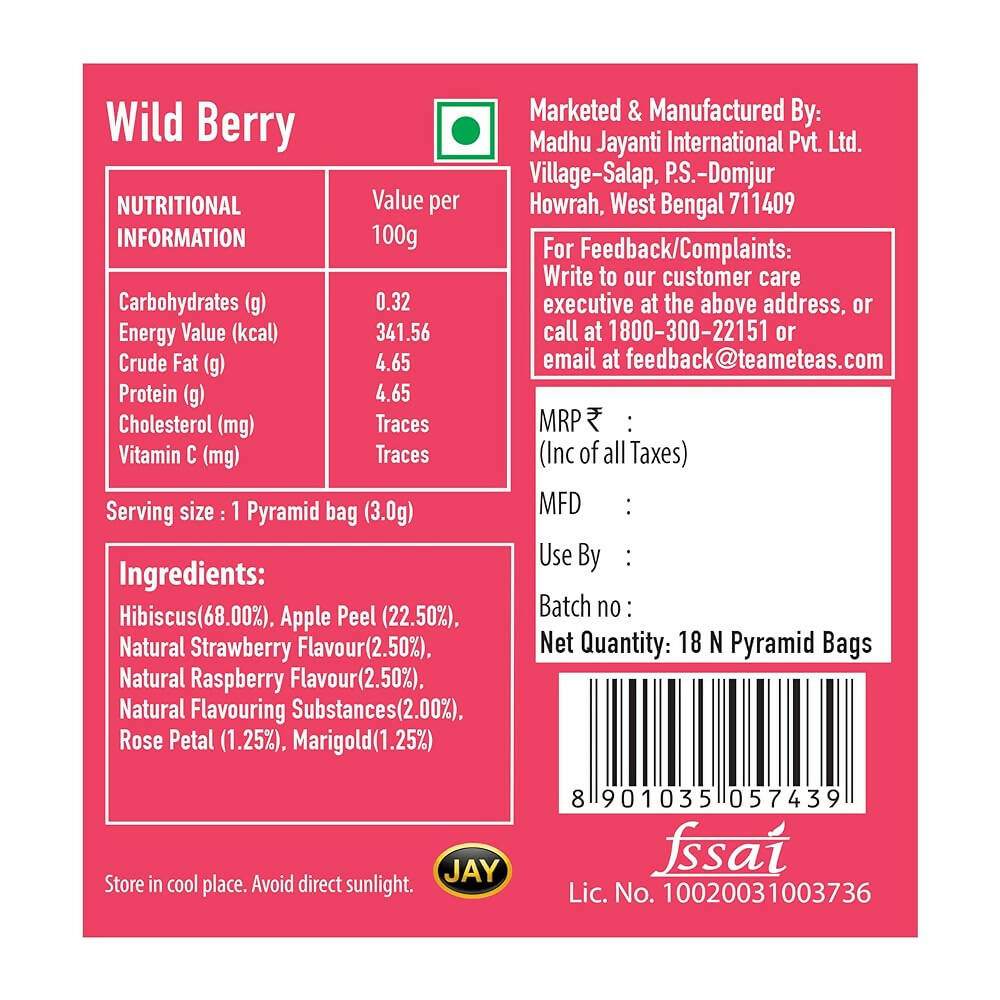 TE-A-ME Cool Wild Berry Iced Infusion Tea Bags TE-A-ME