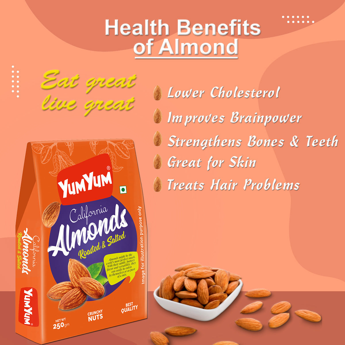 Yum Yum California Roasted & Salted Almonds Box Yum Yum