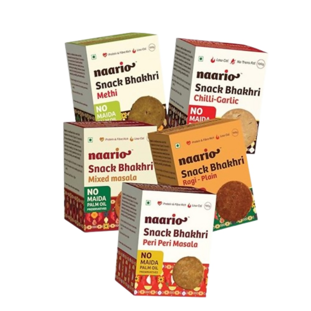 Naario Chilli Garlic, Methi, Plain, Masala, Peri Peri Crackers - Dista
