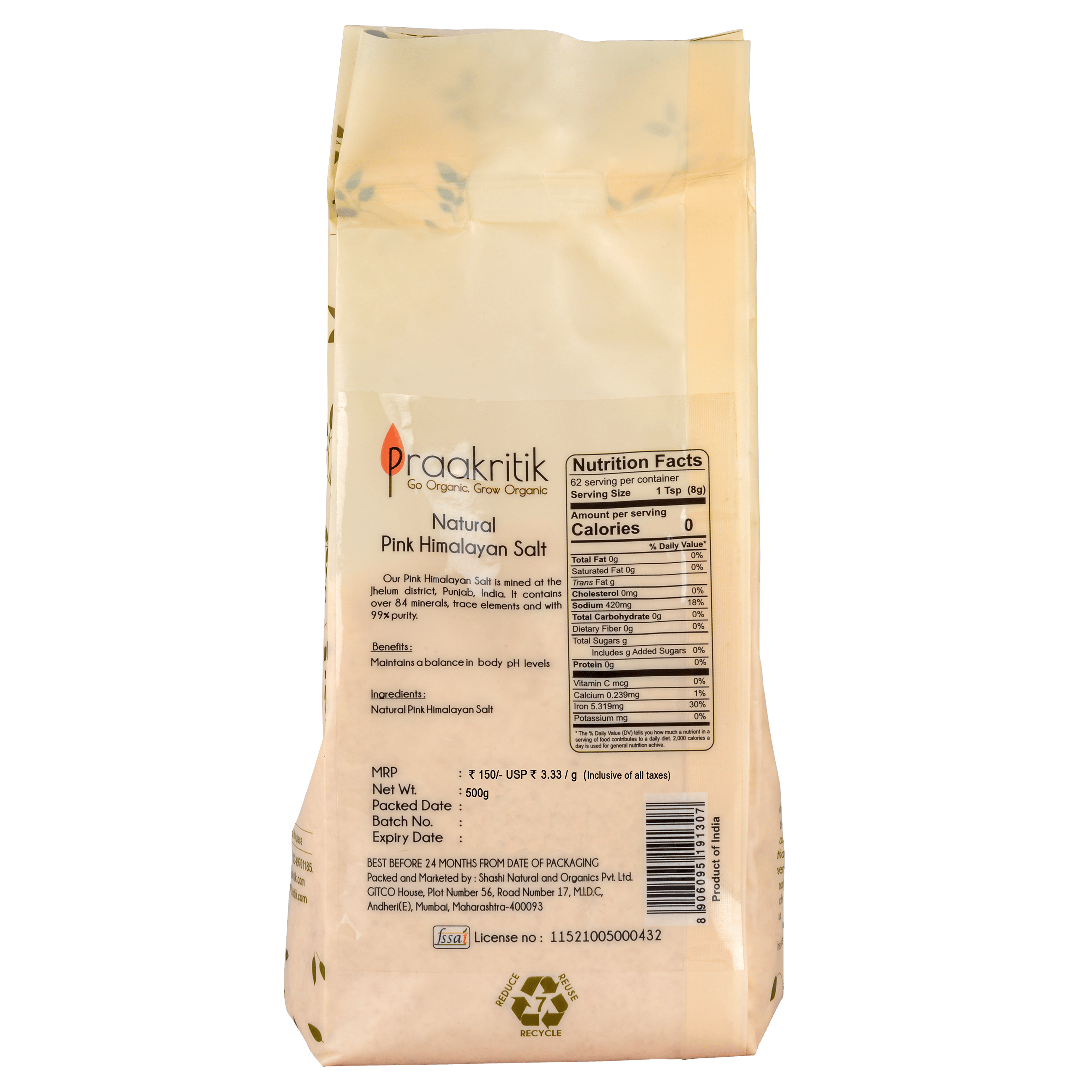 Praakritik Natural Himalayan Pink Salt Praakritik