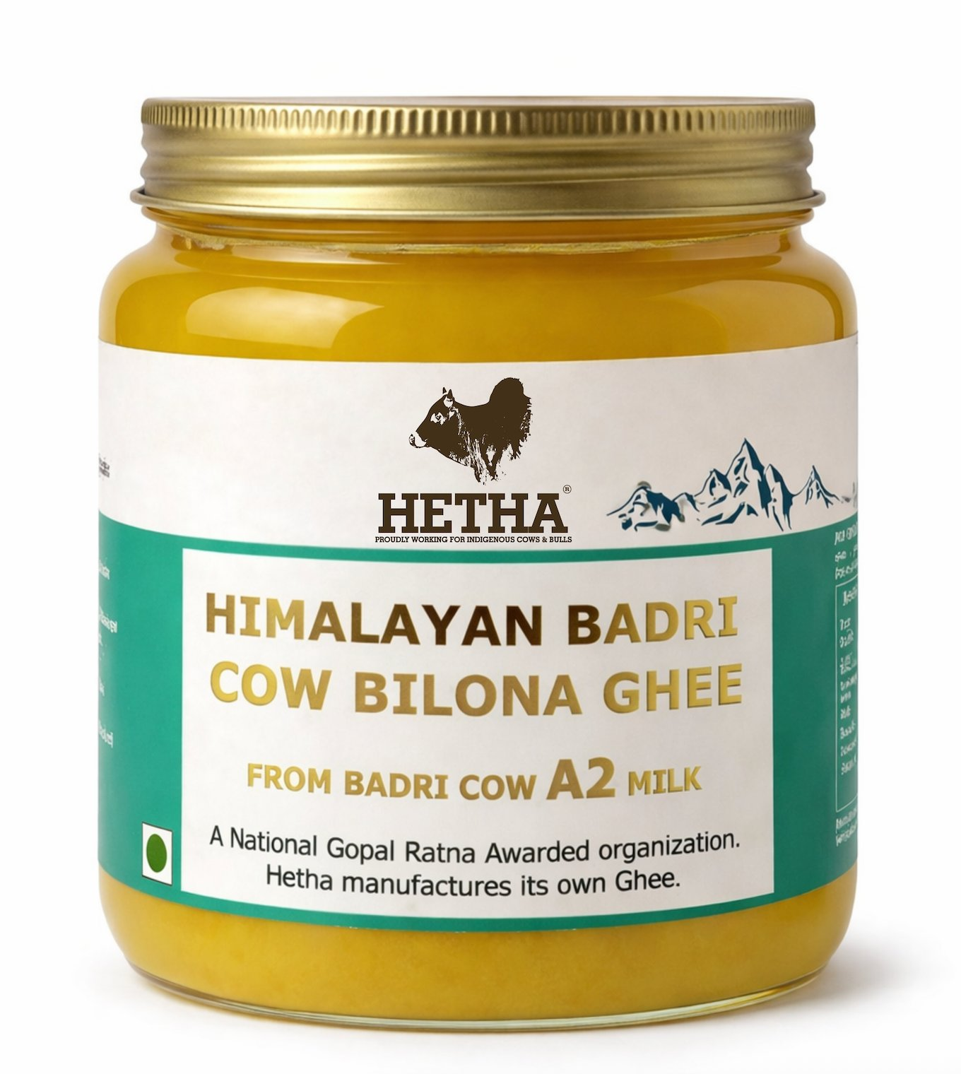 Hetha Himalayan Badri Cow A2 cultured Bilona Ghee / A2 Ghee | Organic and Pure Cow Ghee | Made From Grass Fed A2 Cow's Milk - Safuron