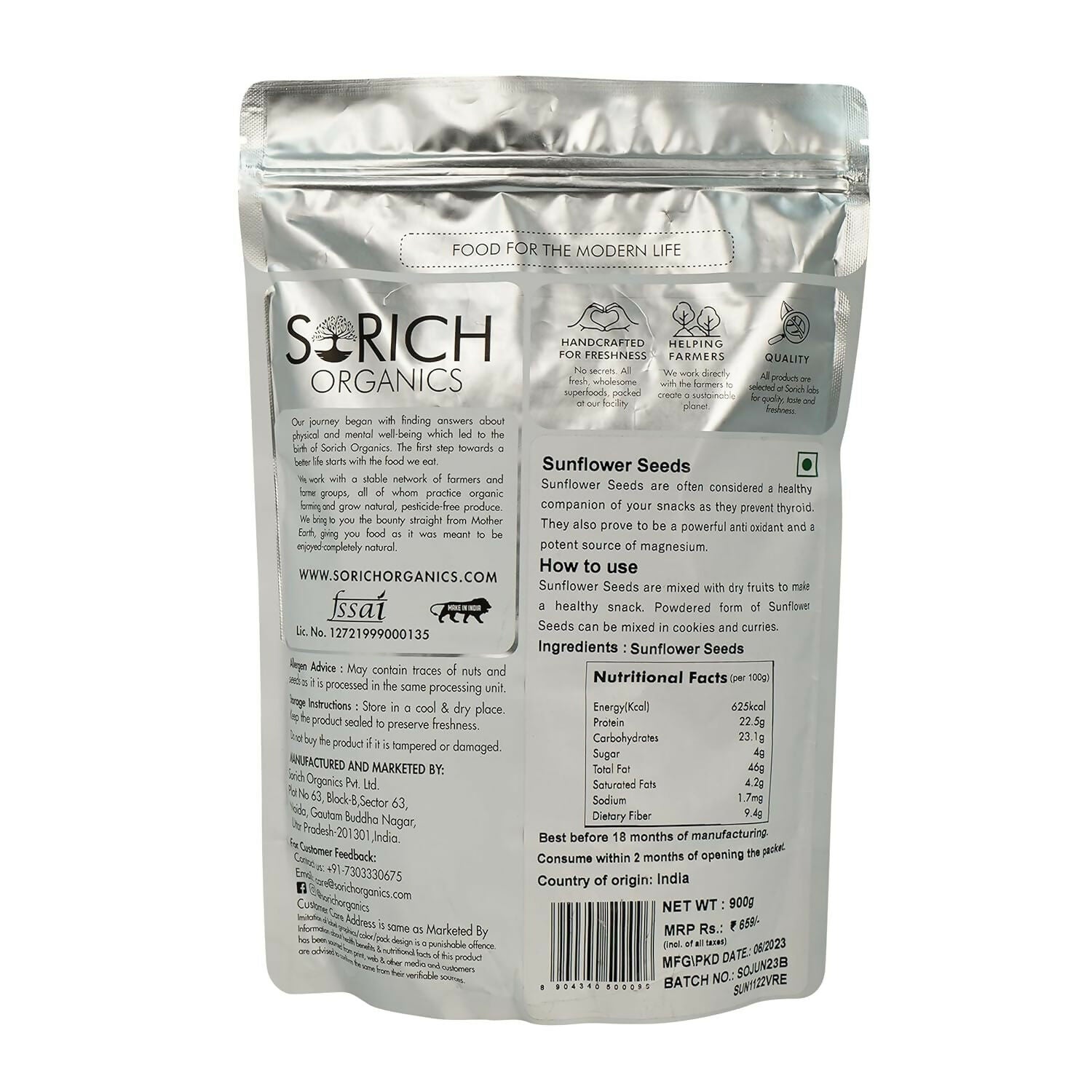 Sorich Organics Raw USDA Organic Sunflower Seeds Sorich