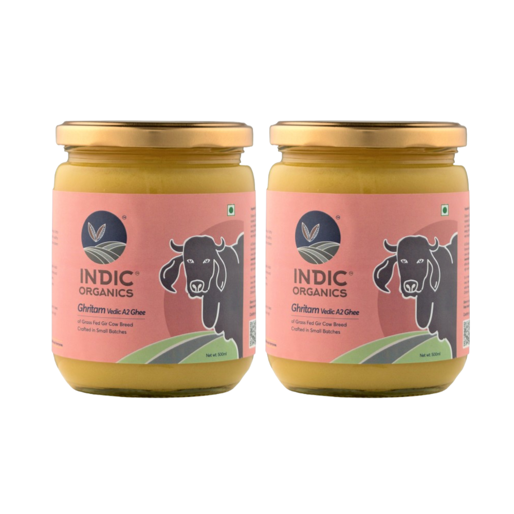 Indic Organics Gir Cow's A2 Ghee | Desi Gir Cow Ghee | Premium and Organic Desi Ghee - Safuron