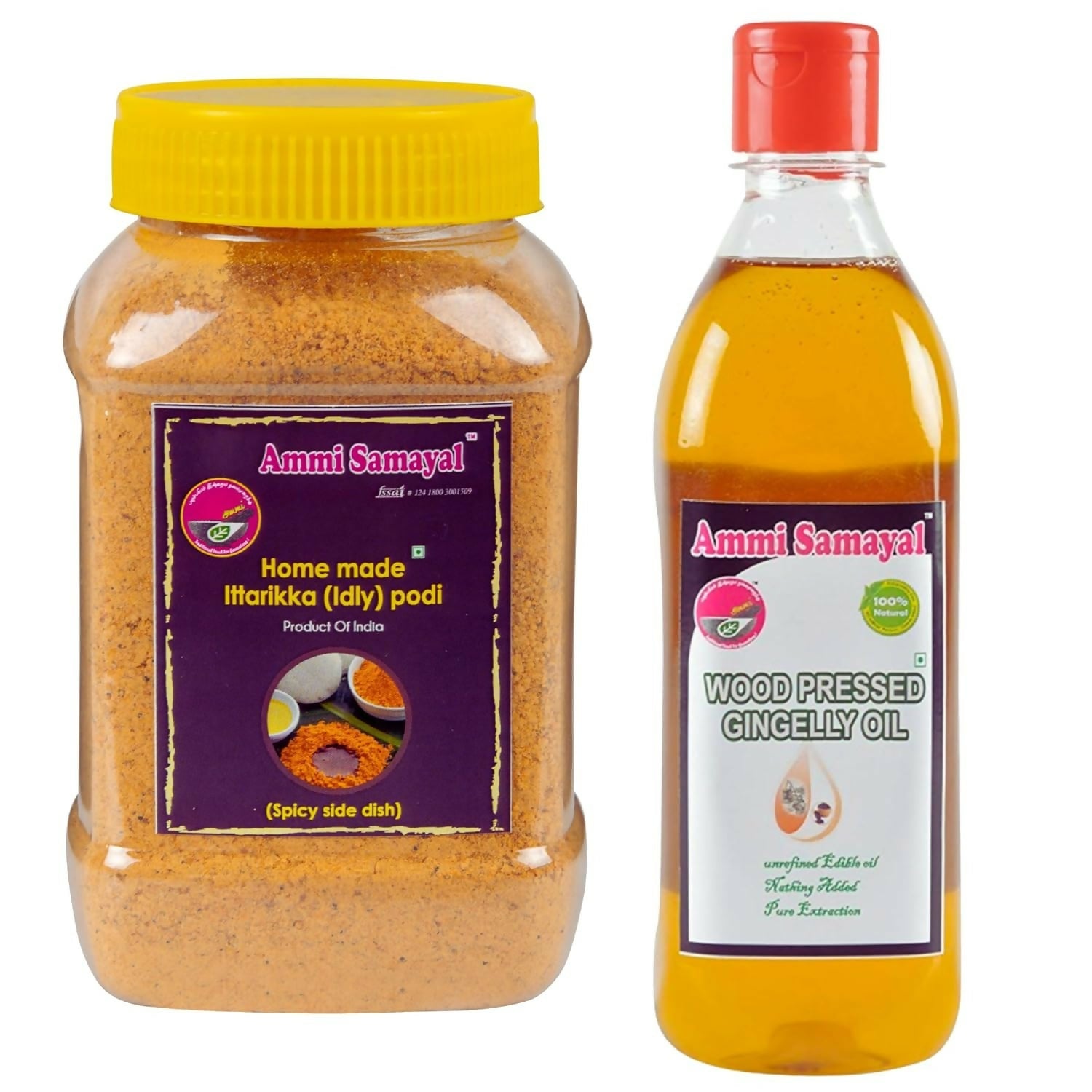 Ammi Samayal Homemade Idli Podi and Cold Pressed Sesame Oil Combo - Safuron