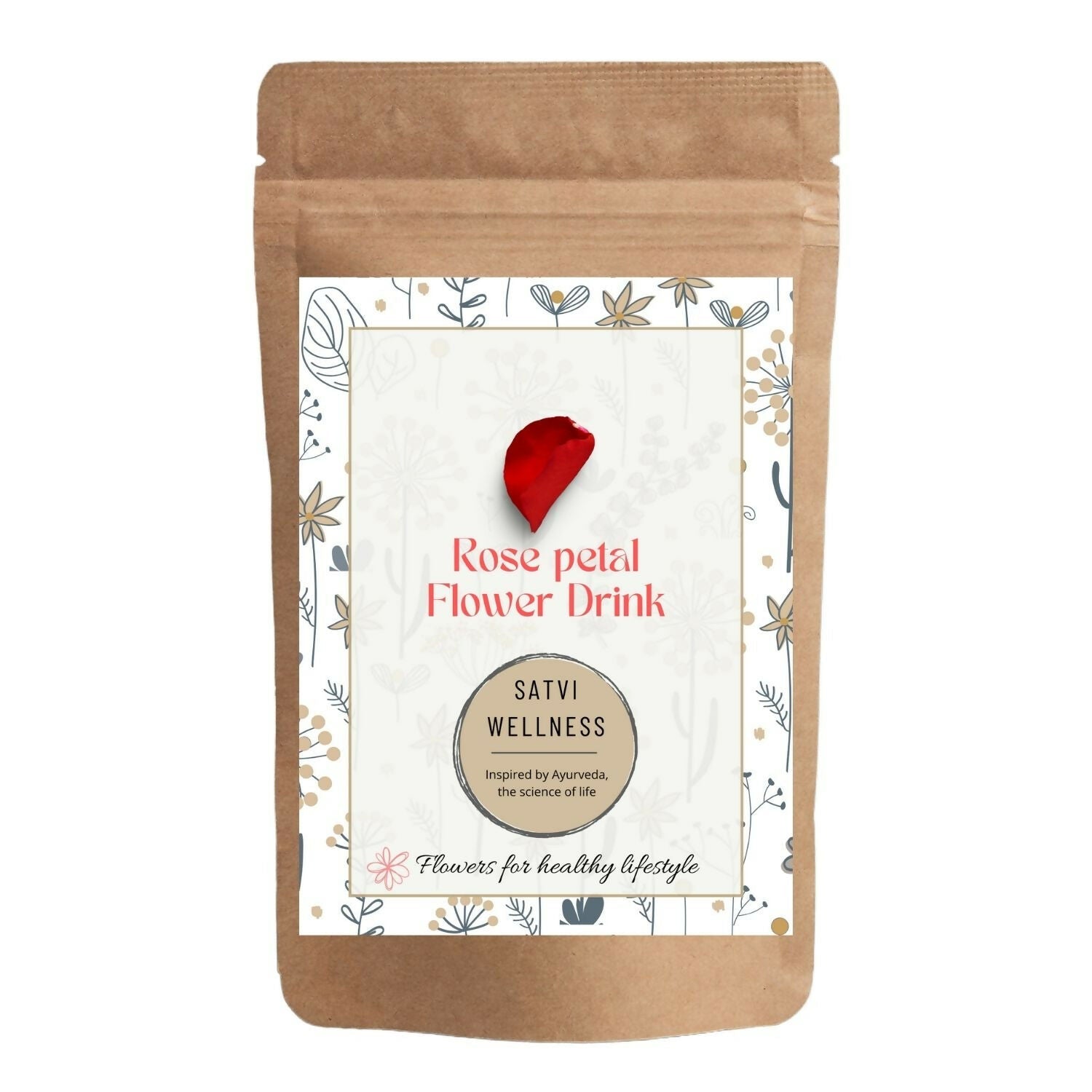Satvi Wellness Rose petal flower Tea | Rose petal tea | Rose flower drink mix - Safuron