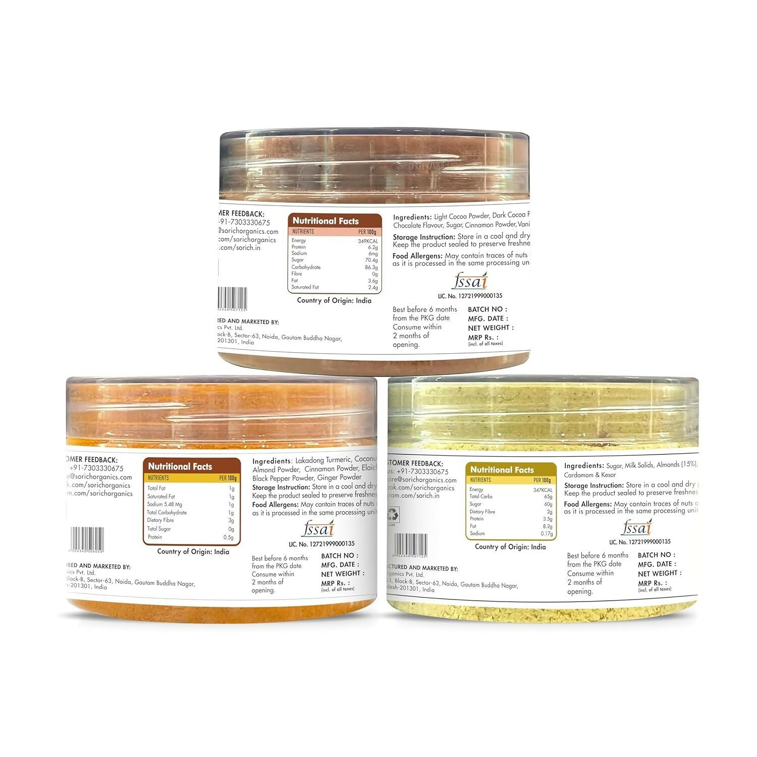 Sorich Organics Chocolate Badam Milk Golden Latte Jars Combo Sorich