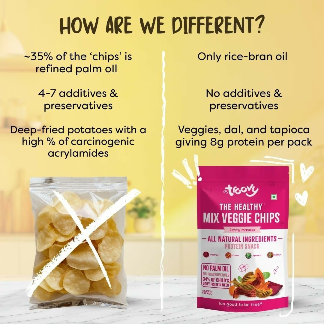 Troovy Healthy Masala Vegetable Chips Tasty & High Protein Snacks Troovy