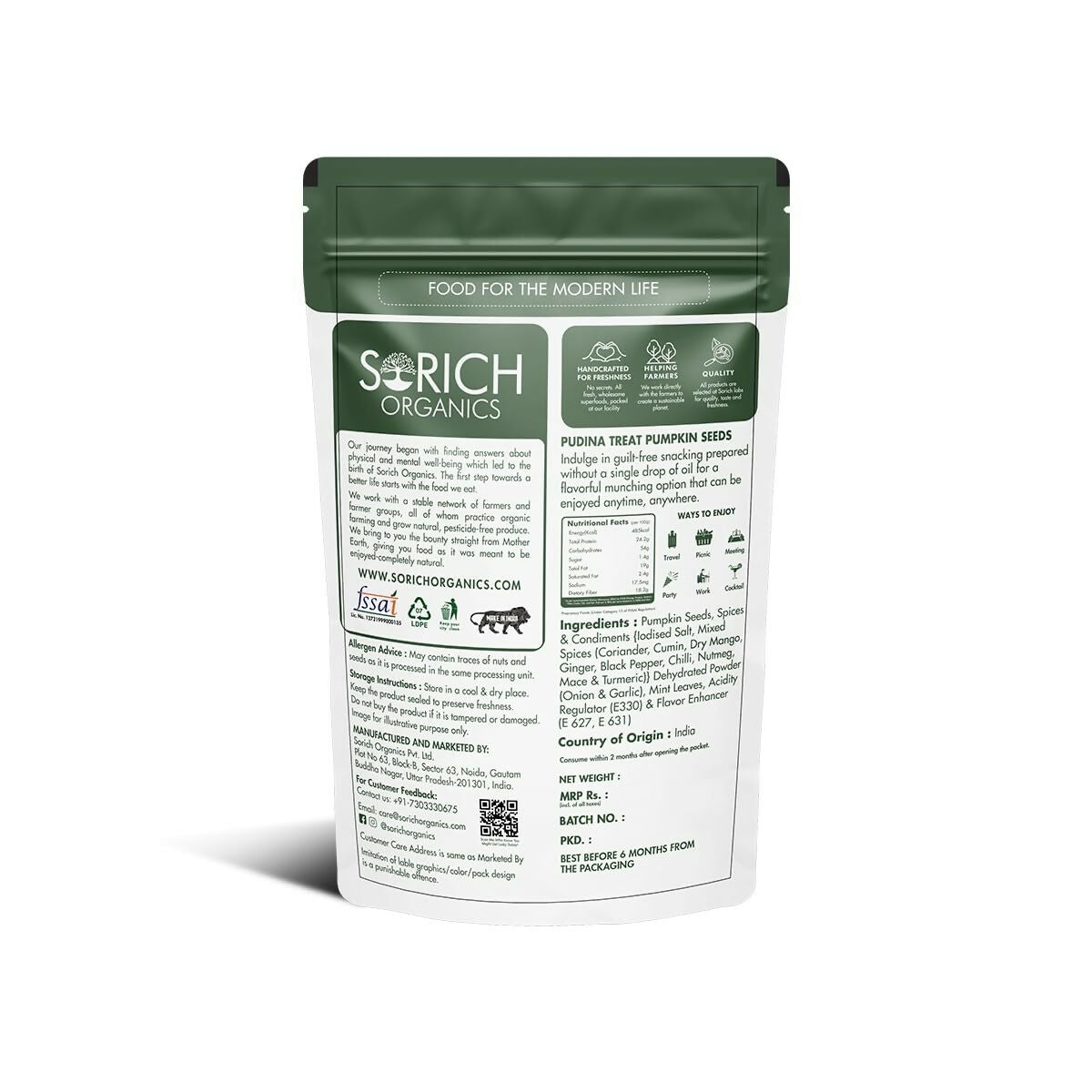 Sorich Organics Pudina Treat Pumpkin Seeds Sorich