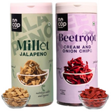 Nocap foods Guilt Free Healthy Chips - Beetroot Cream & Onion,Millet Jalapeno - Dista