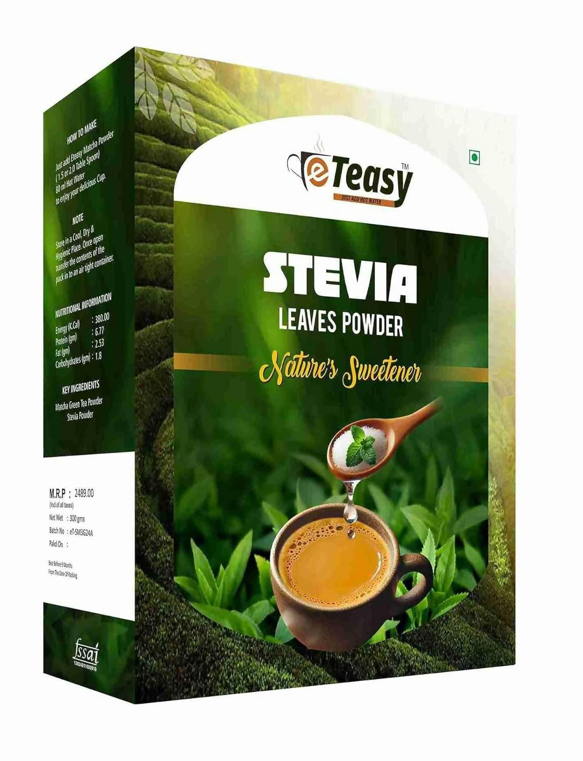 Eteasy Stevia Leaf Extract Natural Sweetener Sugar Free Zero-Calorie Powder Eteasy