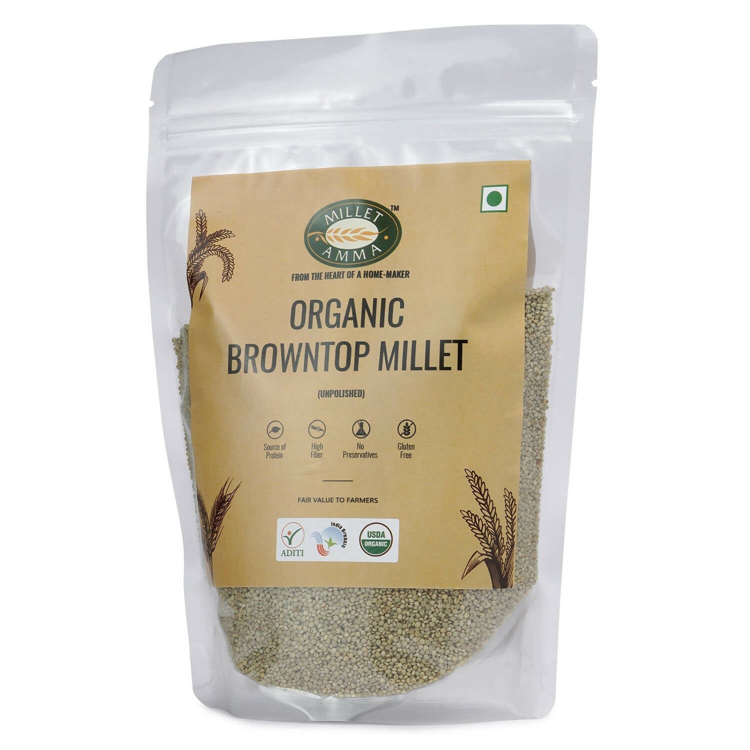 Millet Amma Organic Browntop Millet Grains Millet Amma