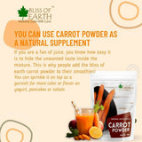 Bliss of Earth Natural Dehydrated Carrot Powder Bliss of Earth