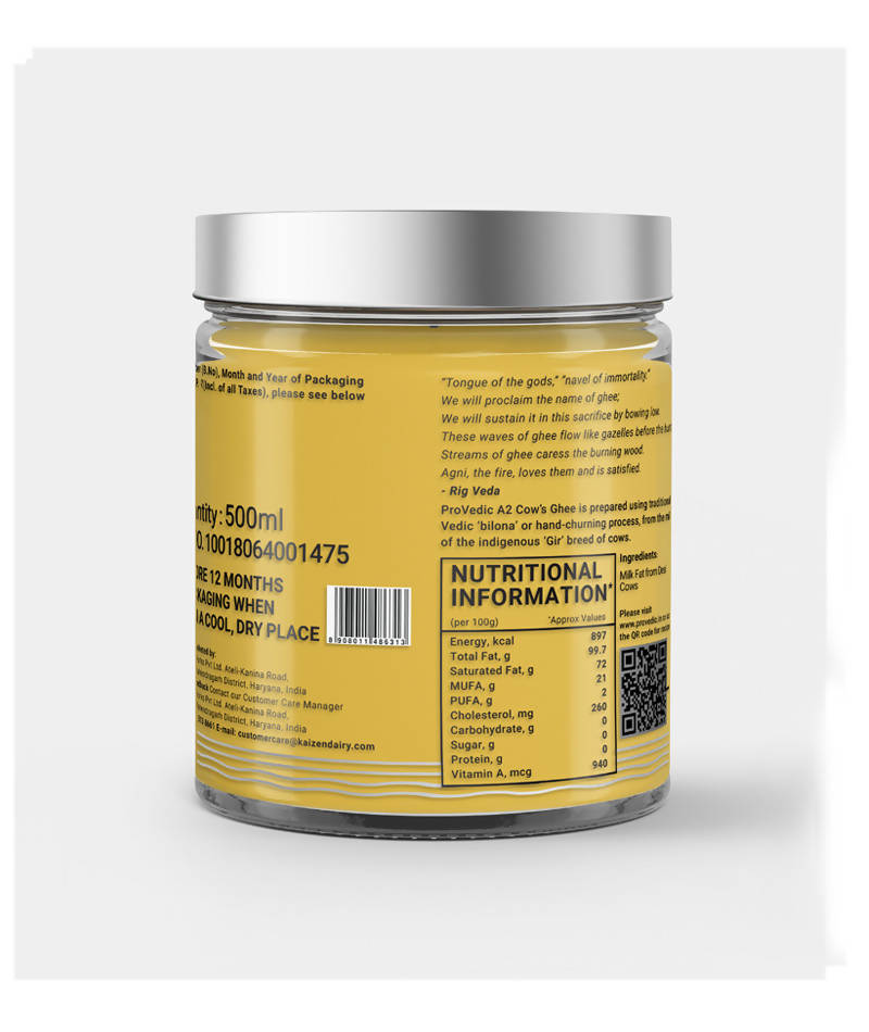 ProVedic A2 Gir Cow's Ghee | For Healthy & Strong Immunity | Prepared using Hand-Churning | Bilona Process | Pure Gir Cow Ghee | Bilona Desi Ghee ProVedic