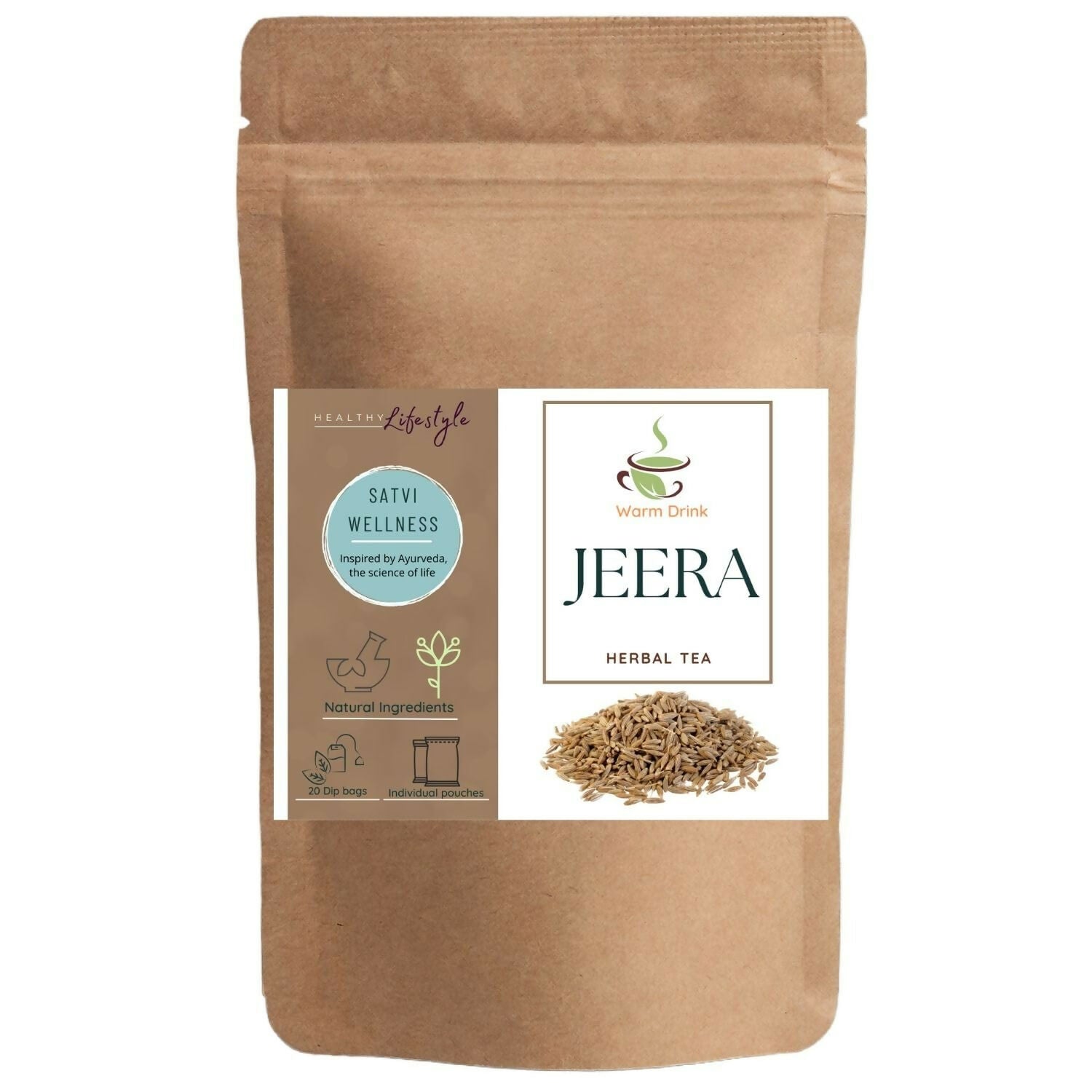 Satvi Wellness Jeera Tea Bags | Cumin Tea | Herbal Tea Satvi Wellness
