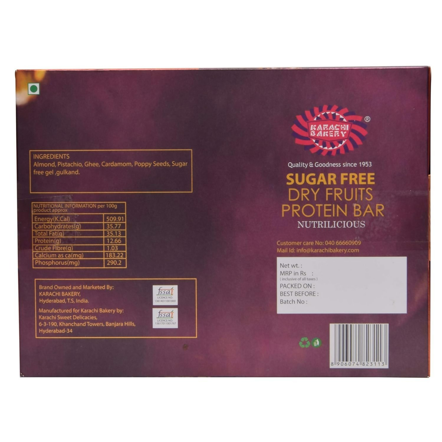 Karachi Bakery Sugar Free Dry Fruit Protein Nutrilicious Karachi