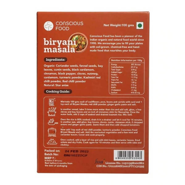 Conscious Food Biryani Masala Powder Conscious Food