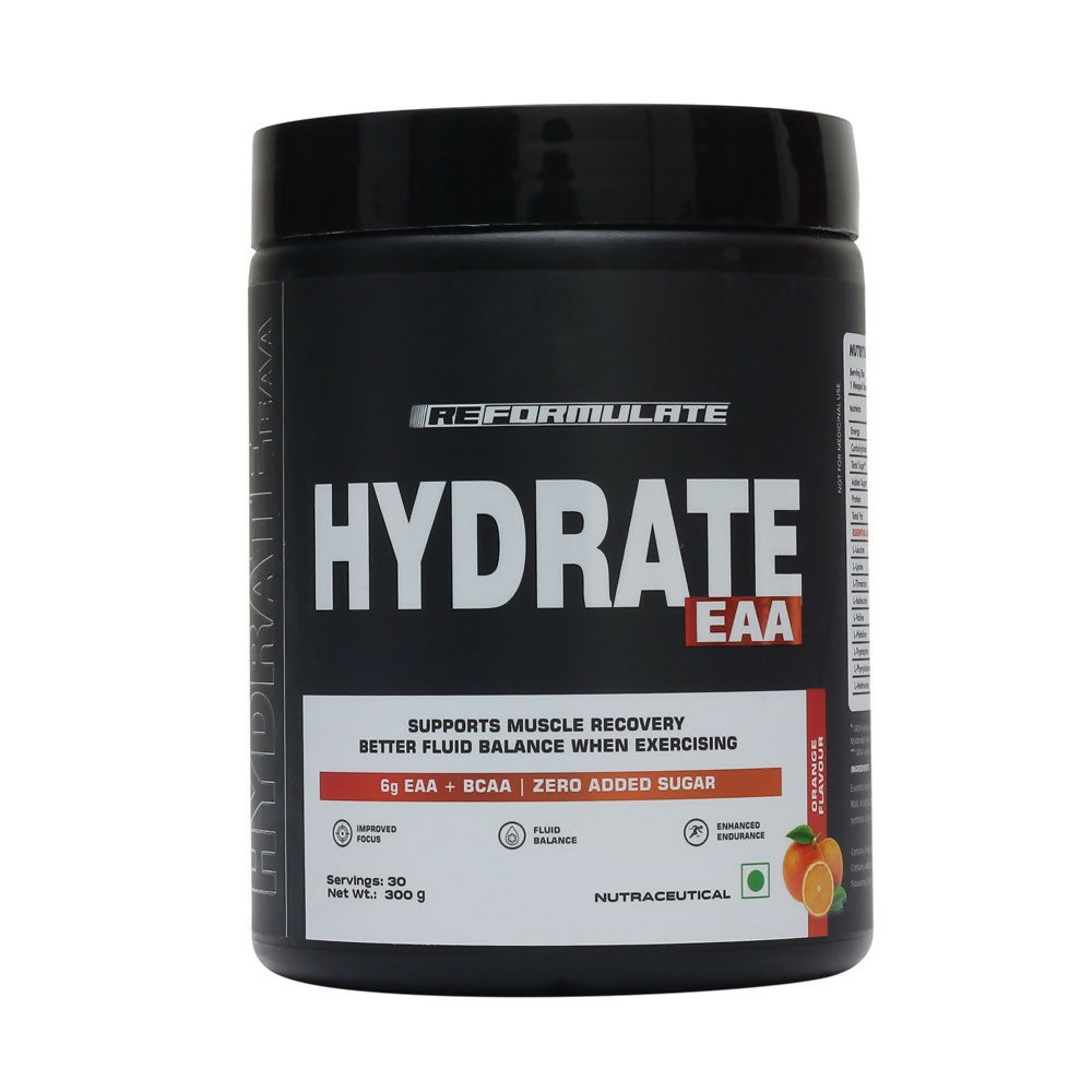 Reformulate Hydrate EAA I Supports Muscle Recovery | Zero Added Sugar | Improved Focus I Fluid Balance - Orange Reformulate