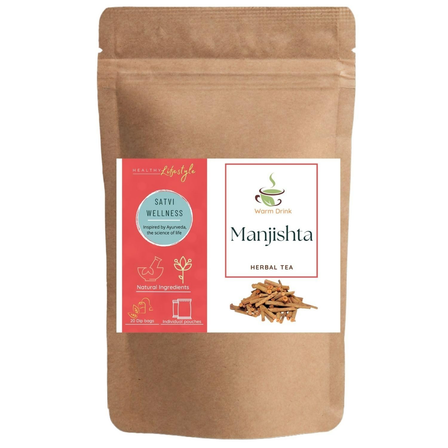 Satvi Wellness Manjishta Tea Bags | Indian Madder | Manjatti | Herbal Tea Satvi Wellness