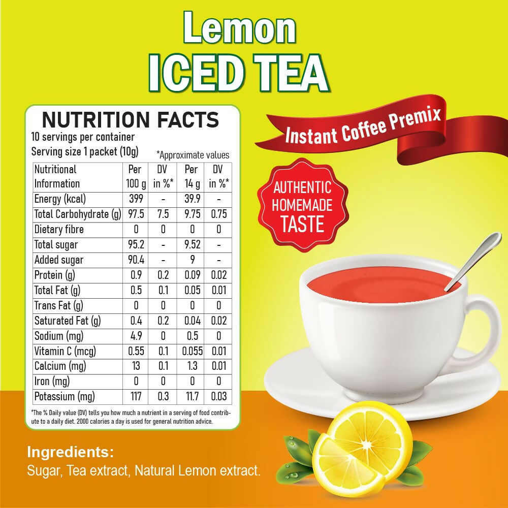 Naivedyam Lemon Iced Instant Tea Premix Powder Sachets Naivedyam