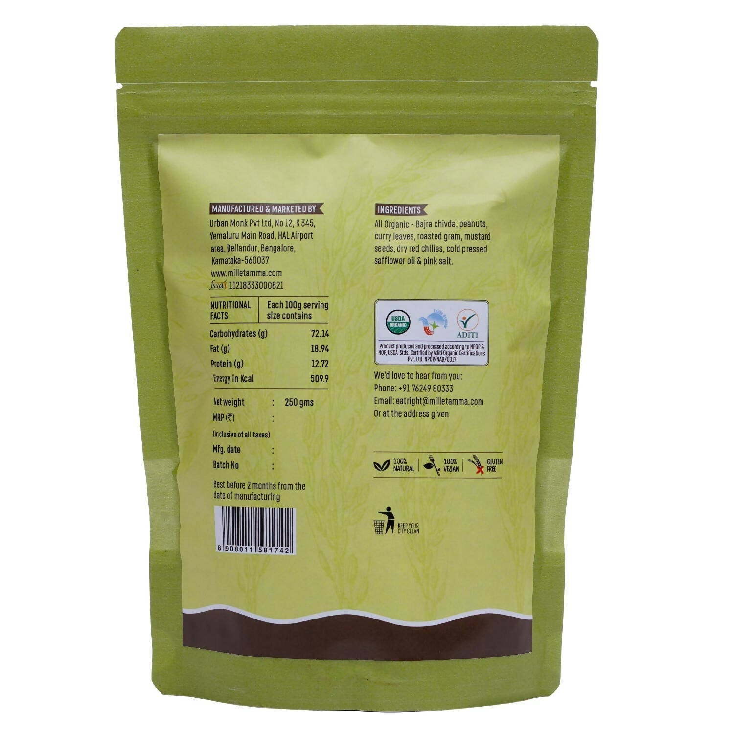 Millet Amma Organic Bajra Chivda Namkeen Millet Amma