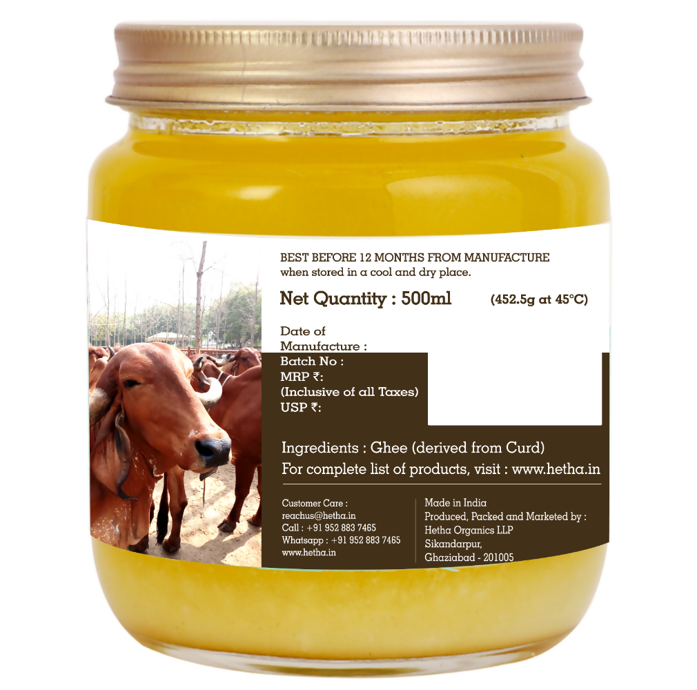 Hetha Gir Cow A2 Cultured Bilona Ghee / A2 Ghee Hetha