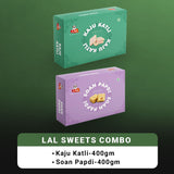 Lal Sweets Combo Pack - Kaju Katli 400 g & Soan Papdi Premium 400g| Desi Cow Ghee Indian Sweet Box Combo Lal Sweets