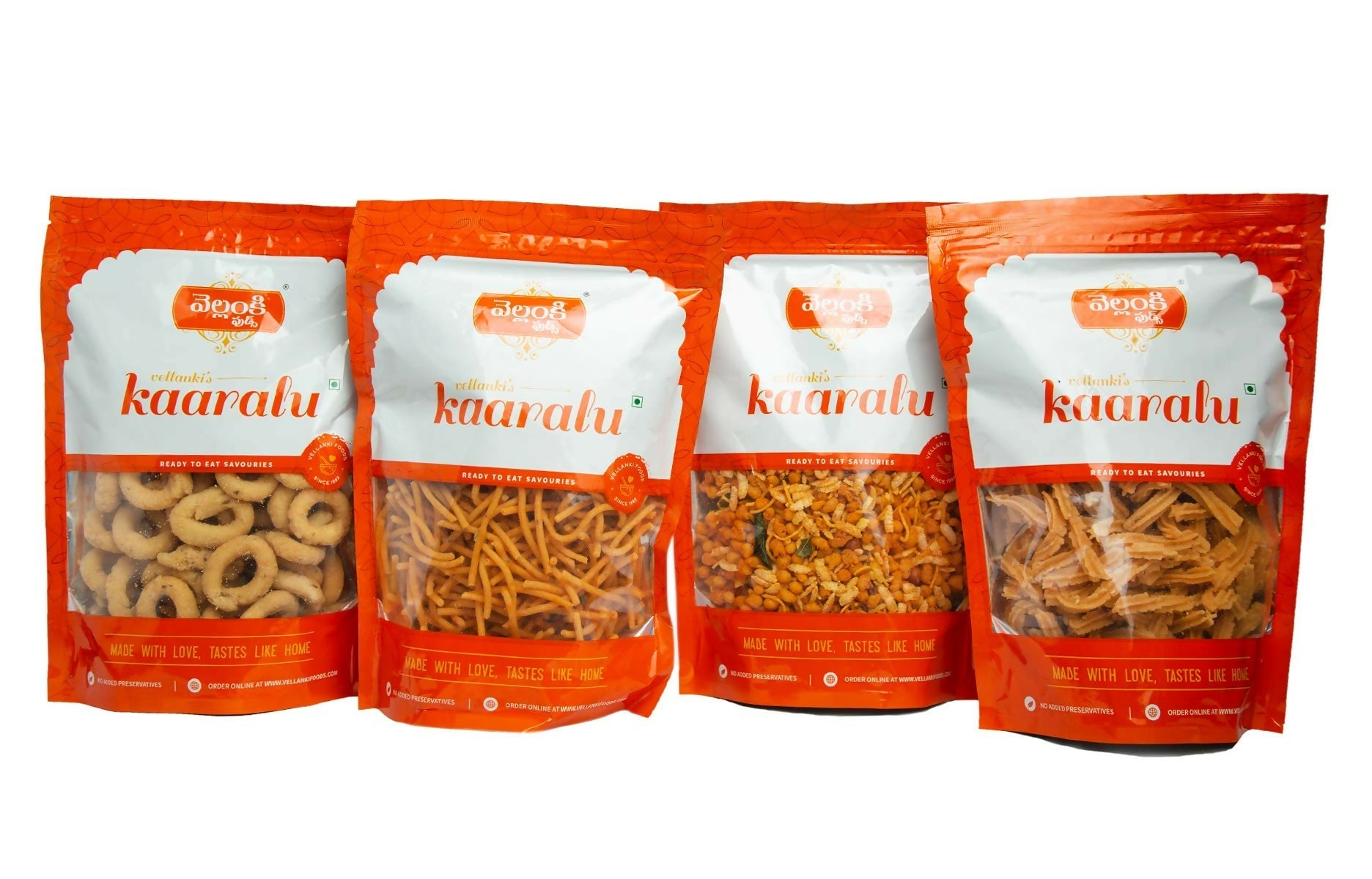 Vellanki Foods Namkeen Combo Pack (250g Each) - Muruku, Chegodi, Vampoosa, Mixture Vellanki Foods