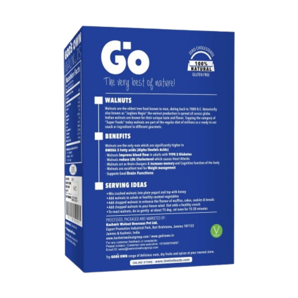 Go Organic Kashmiri Light Quarters Walnuts Kernels (Without Shell) Go
