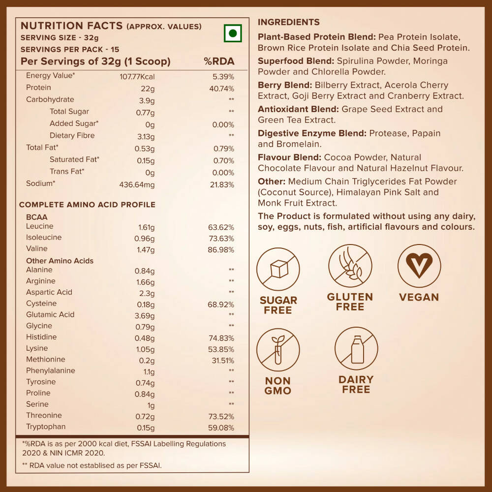 Wellbeing Nutrition Superfood Plant Protein-Dark Chocolate Hazelnut Wellbeing Nutrition