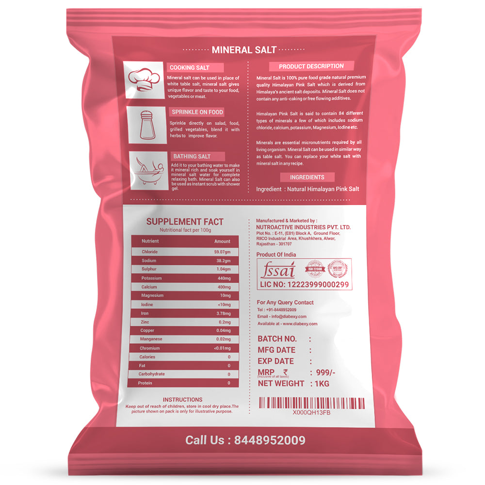 NutroActive Mineral Salt Low Sodium Himalayan Pink Salt NutroActive