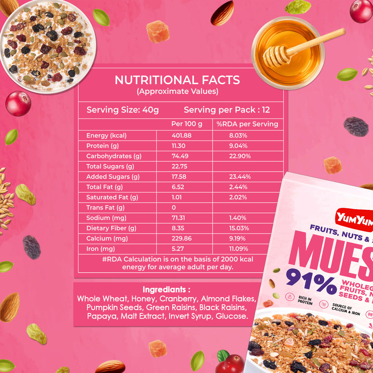 Yum Yum Fruits, Nuts & Seeds Honey Muesli Box Yum Yum