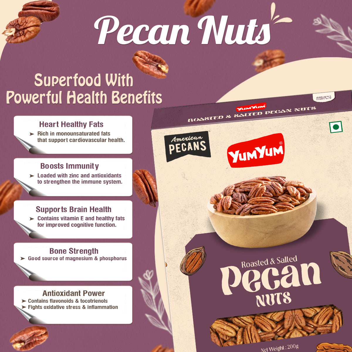 Yum Yum Roasted Pecan Nuts Box Yum Yum