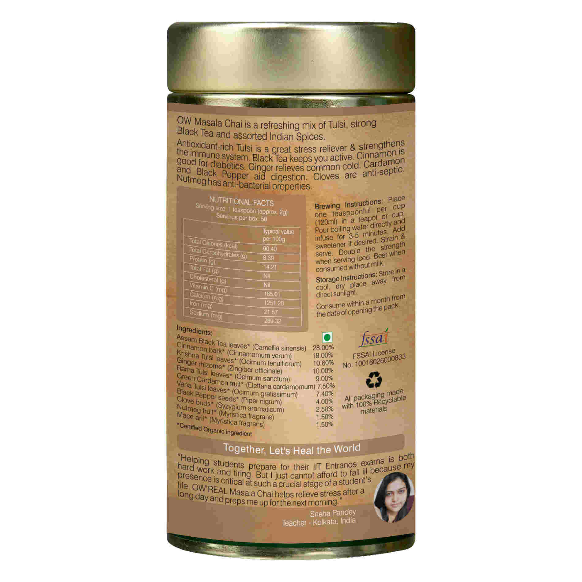 Organic Wellness Masala Chai Tin Organic Wellness
