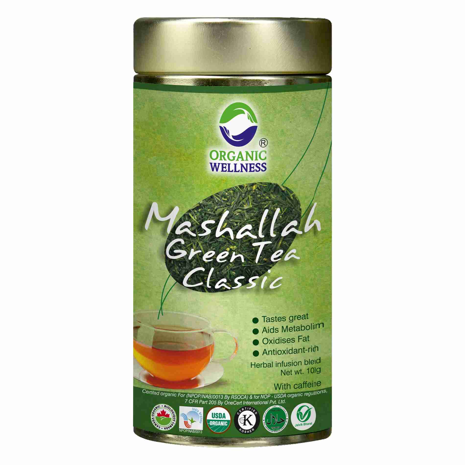 Organic Wellness Mashallah Green Tea Classic Tin Pack Organic Wellness