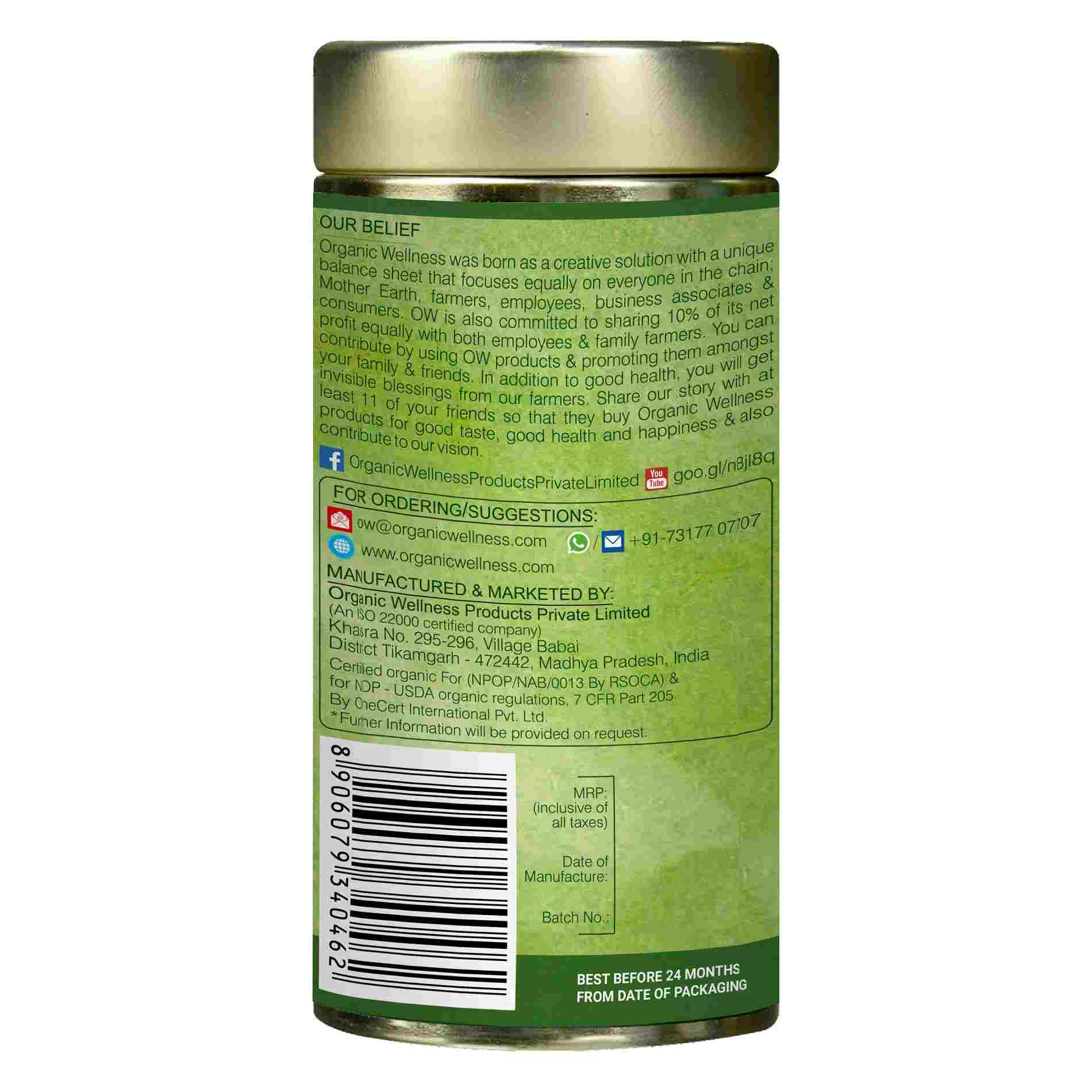 Organic Wellness Mashallah Green Tea Classic Tin Pack Organic Wellness
