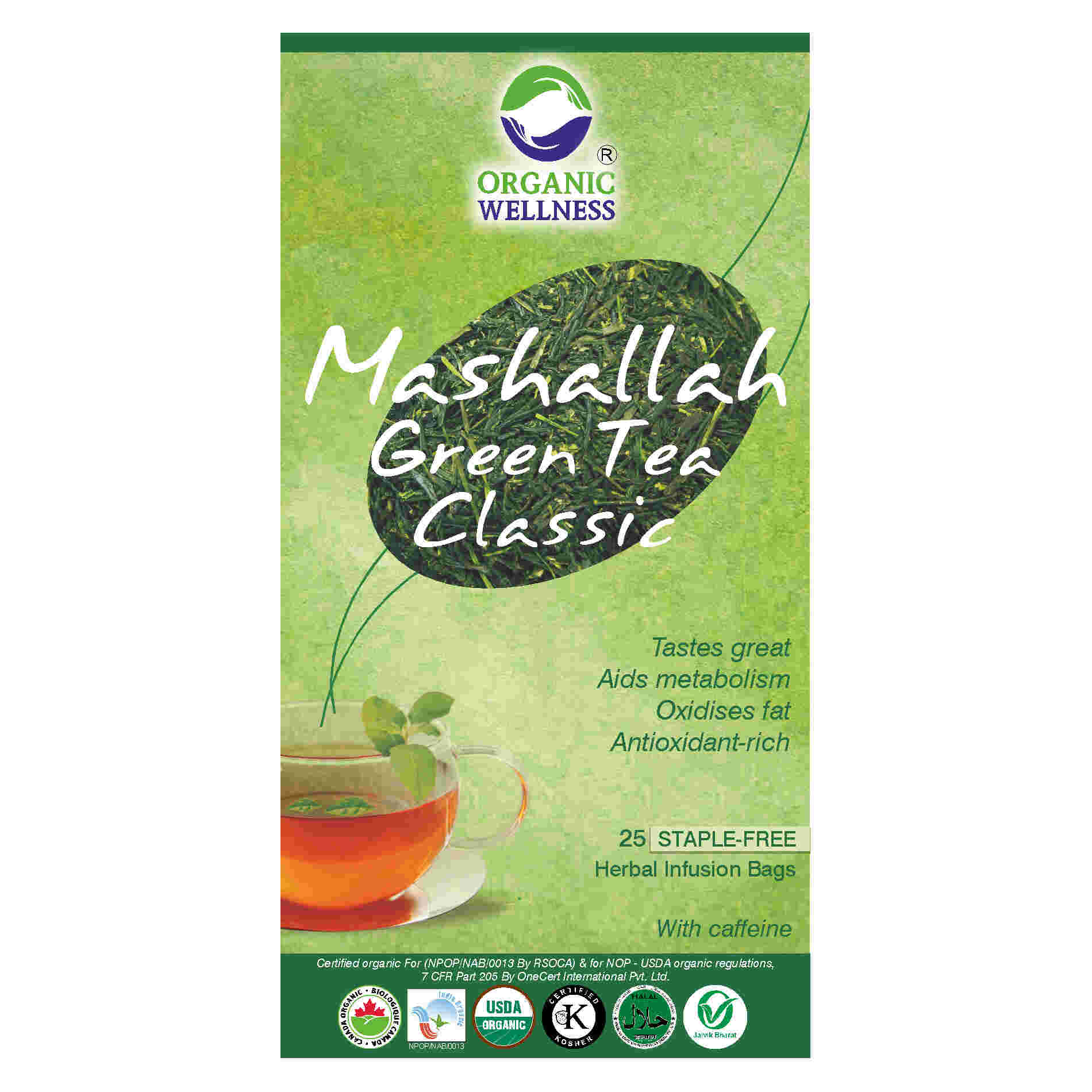 Organic Wellness Mashallah Green Tea Classic Teabags Organic Wellness