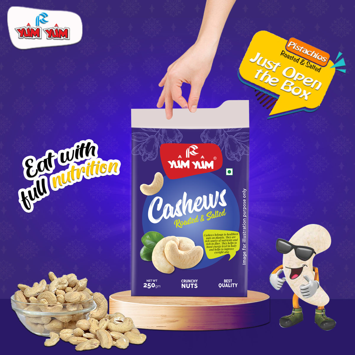 Yum Yum Roasted & Salted Cashews Box Yum Yum